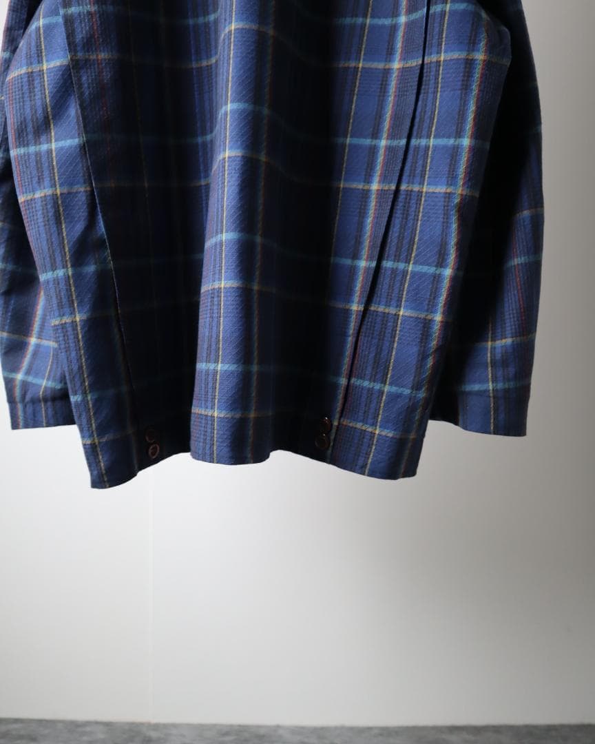 EURO vintage チェック柄 テーラードジャケット ブルー系 フランス製