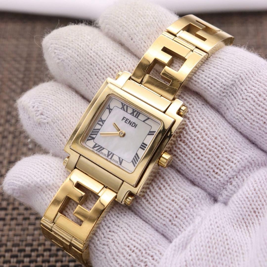 付属品付き【新品電池】FENDI 6000L/オロロジ 動作品 ゴールド 美品