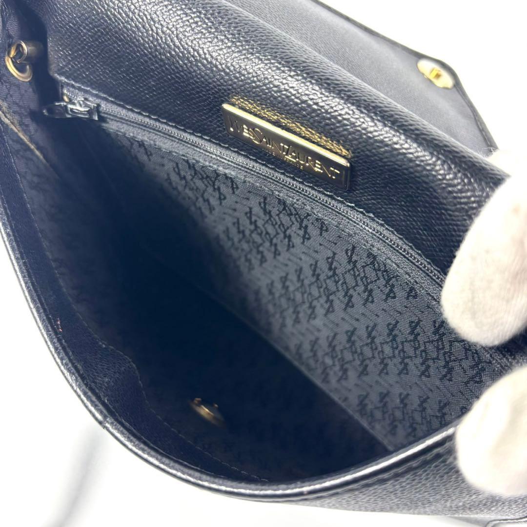 ✨美品✨イヴサンローラン ショルダーバッグ カサンドラ 三角ロゴ ブラック 黒