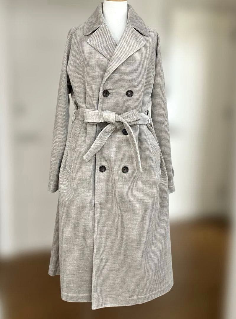 【極美品】R&D.M.Co- ヤク混コーデュロイ トレンチコート M モカ系