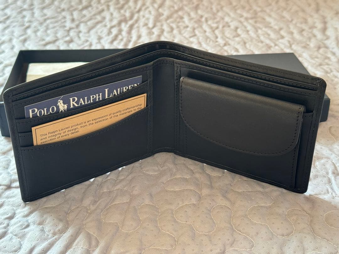 【未使用品】Polo Ralph Lauren ブラック二つ折り財布 箱付き