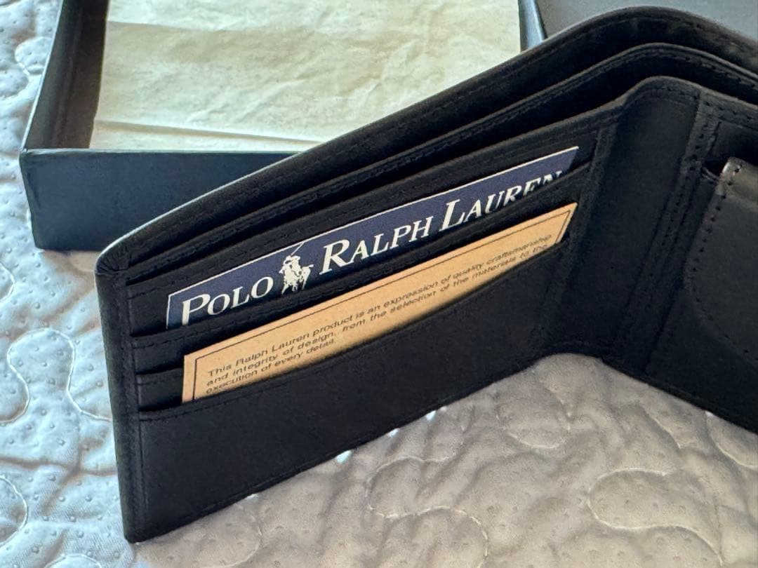 【未使用品】Polo Ralph Lauren ブラック二つ折り財布 箱付き