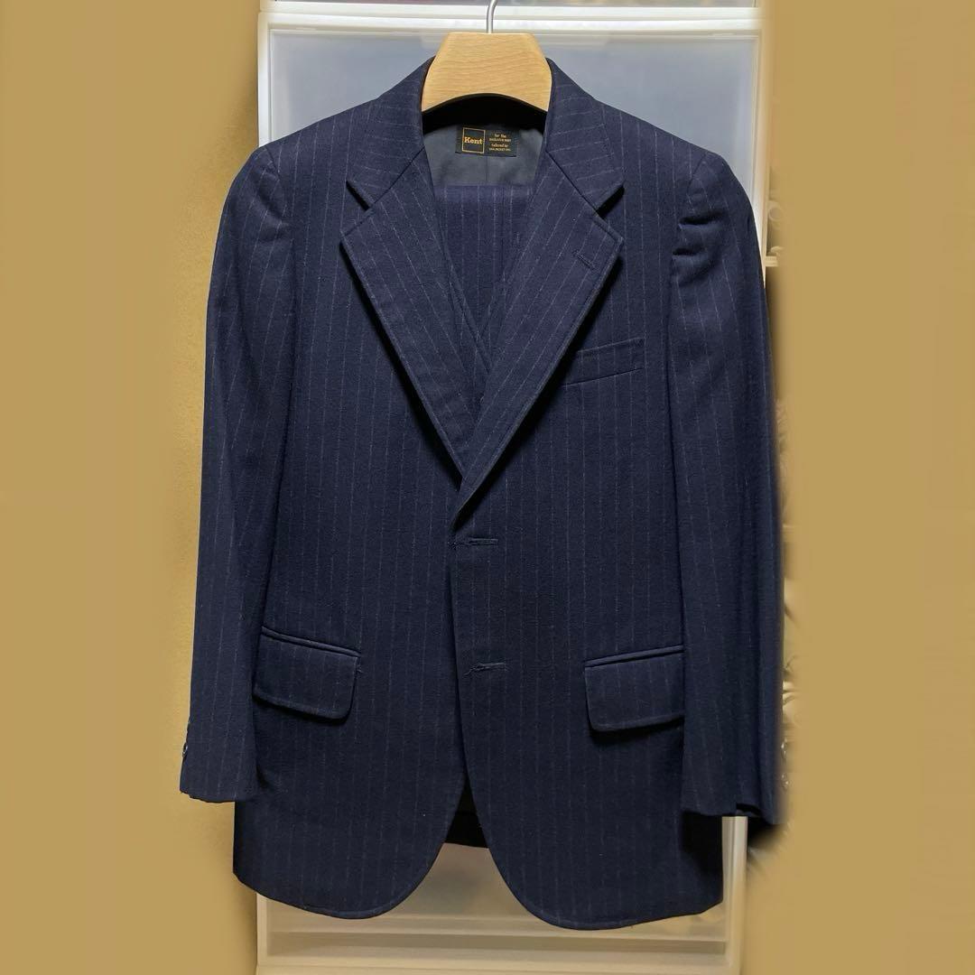 美品 70〜80s Kent 2B 3ピーススーツ チョークストライプ Sサイズ