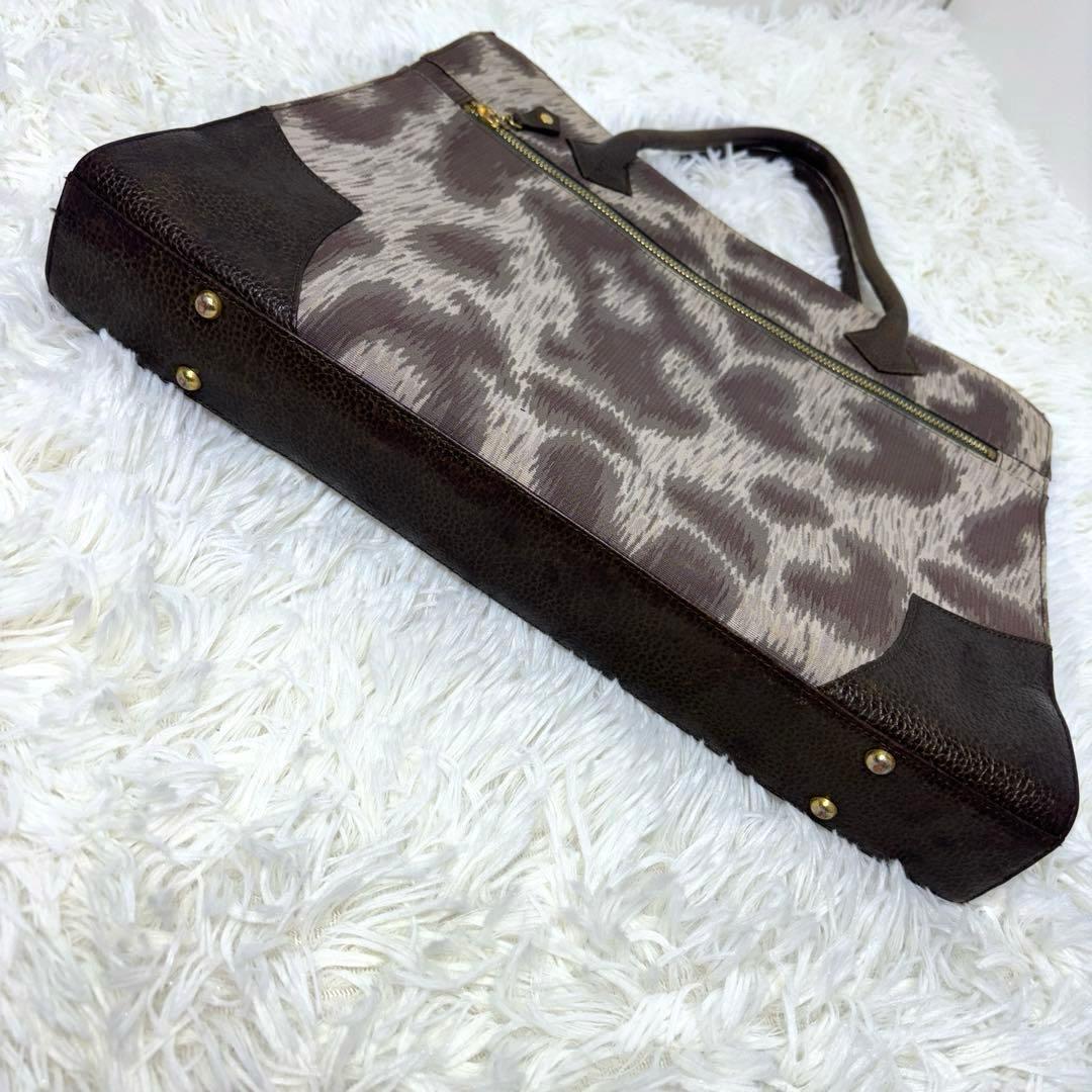 [美品] ヴィヴィアンウエストウッド トート ビジネス A4 オーブ 豹