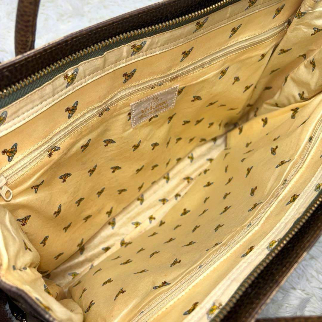 [美品] ヴィヴィアンウエストウッド トート ビジネス A4 オーブ 豹