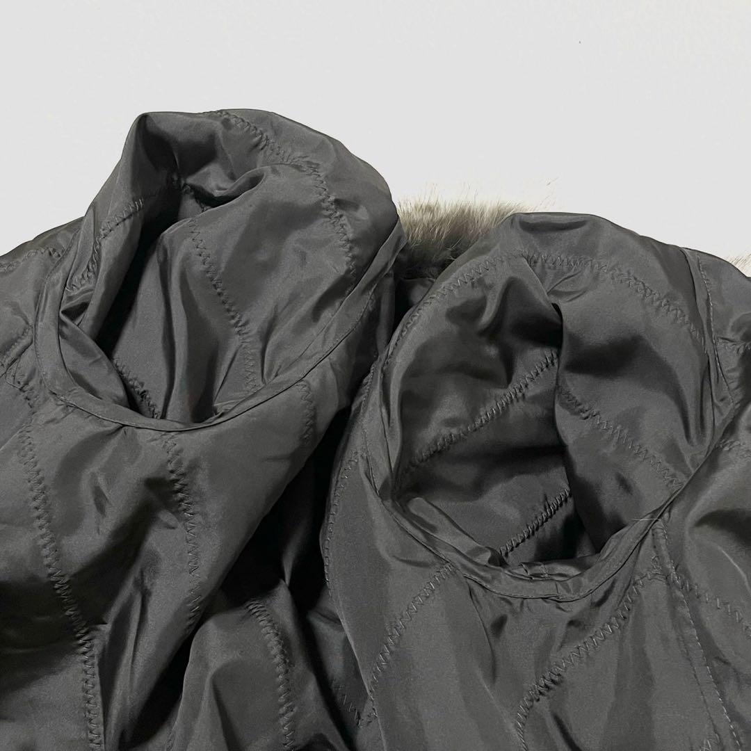 【軽量】リバーシブル フォックスファー コート シルク 毛皮 グレー サイズL