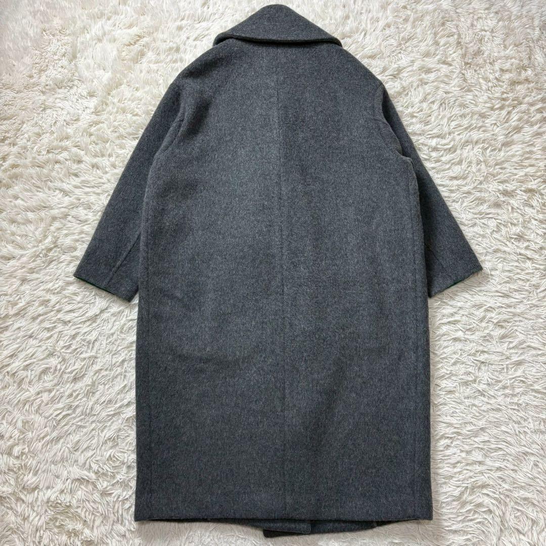 【未使用級】エンフォルド ウール リバーコート チェスター コクーン グレー×緑