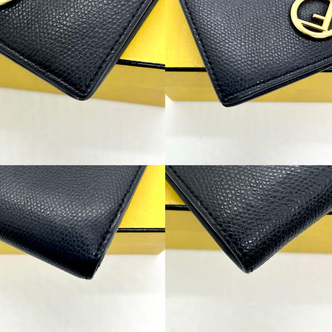 箱・保存袋付き/美品/現行✨フェンディ エフイズ ロゴ 二つ折り 財布 ブラック