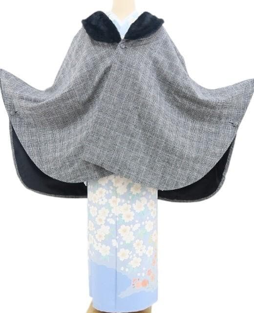 新品 JAPANMODE チェック 和洋装 ポンチョ ケープコート 4647