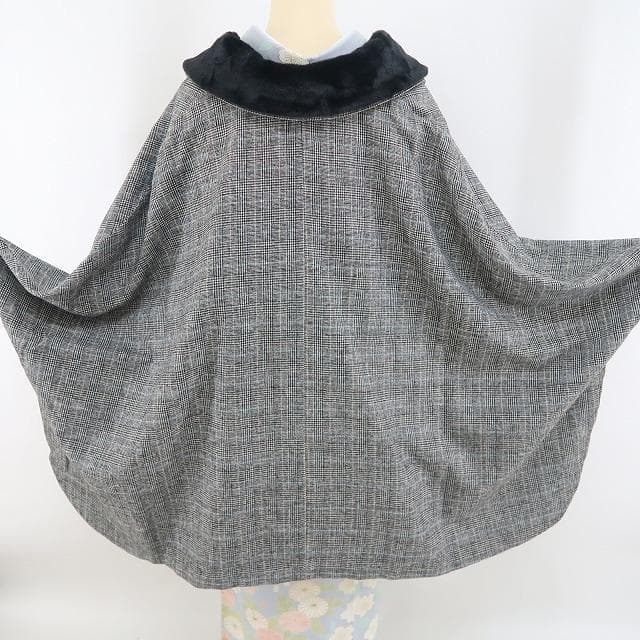 新品 JAPANMODE チェック 和洋装 ポンチョ ケープコート 4647
