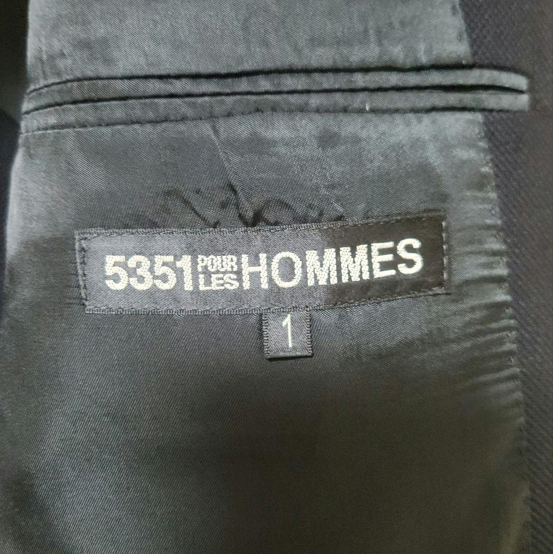 5351 POUR LES HOMMES バーズアイセットアップNAVY裾未処理