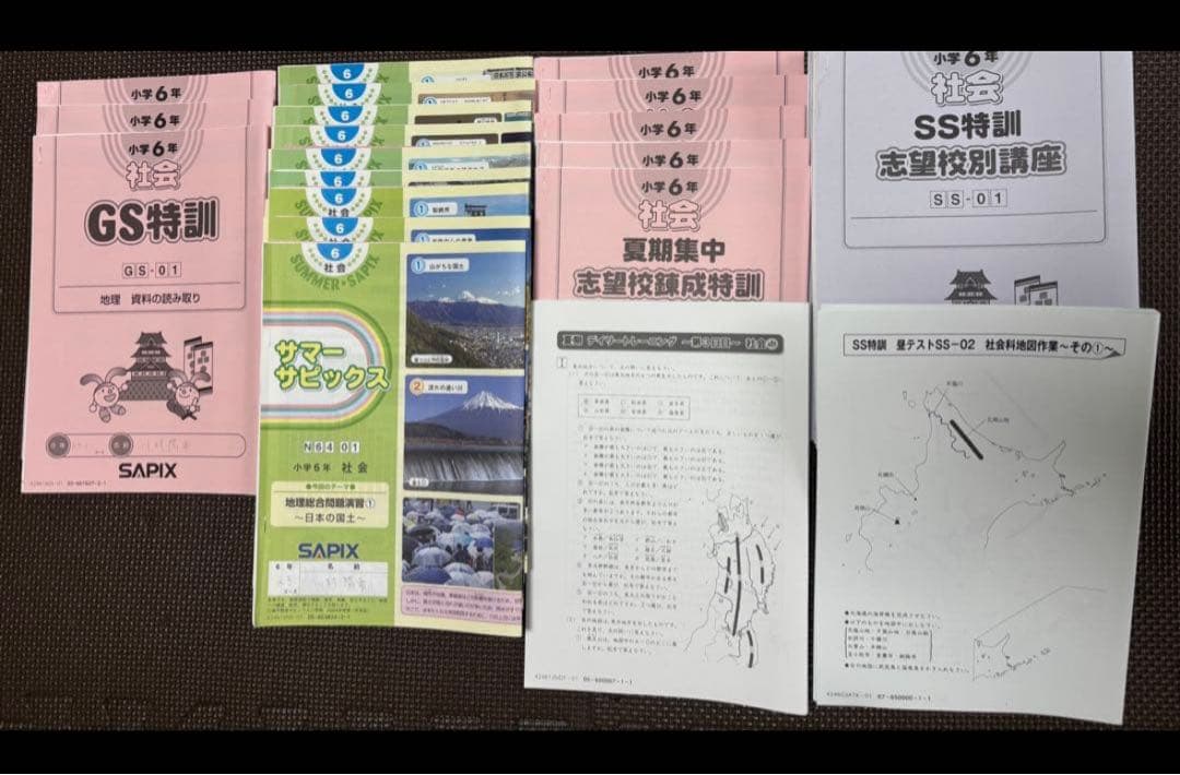 サピックス SAPIX 6年 社会 1年分 テキスト チェックテスト フルセット