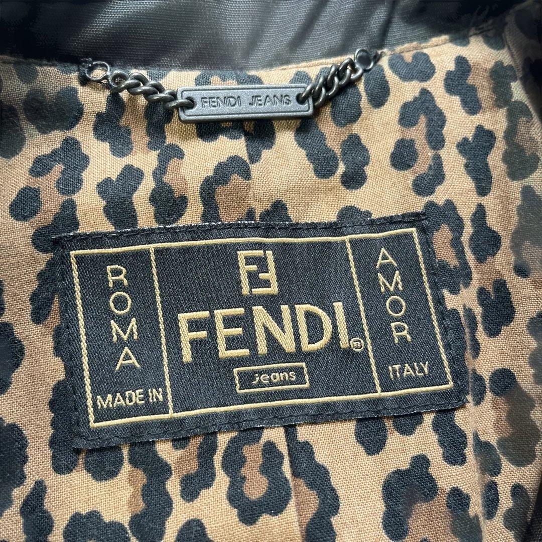 お値下げ⭐️美品⭐️FENDI ブラック トレンチコート ヒョウ柄裏地
