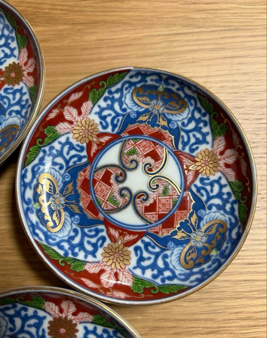 有田焼　其泉　染錦　古伊万里　見込地紋　銘々皿　5枚セット