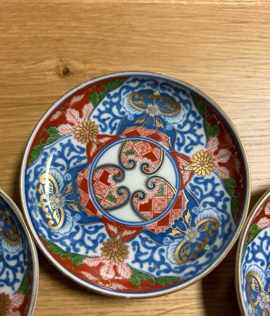 有田焼　其泉　染錦　古伊万里　見込地紋　銘々皿　5枚セット