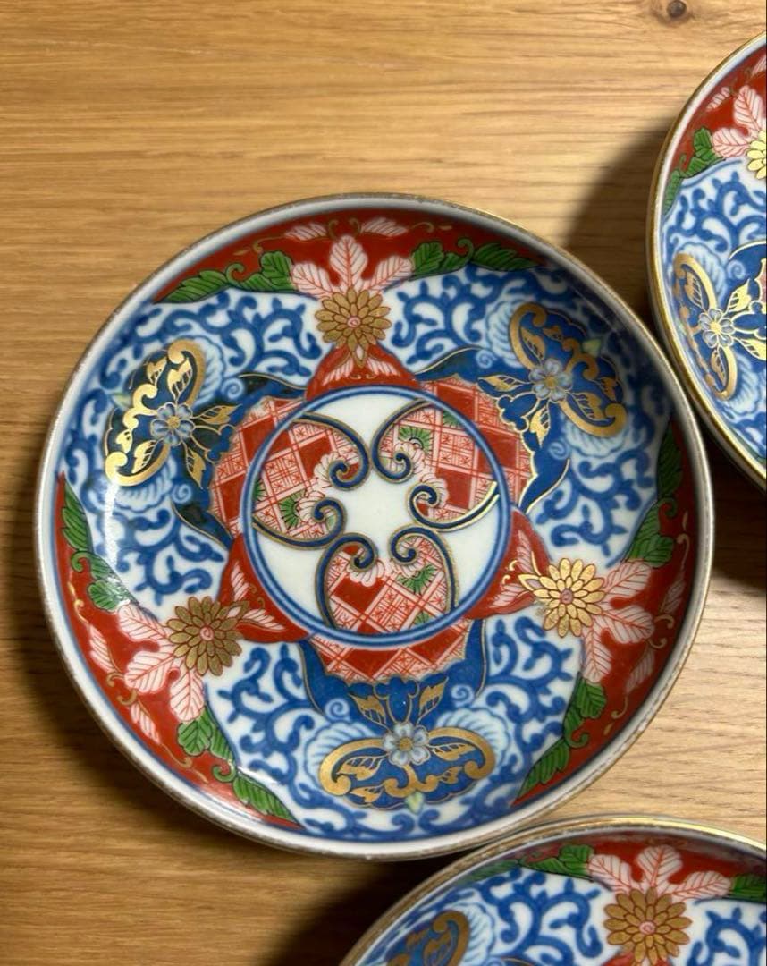 有田焼　其泉　染錦　古伊万里　見込地紋　銘々皿　5枚セット