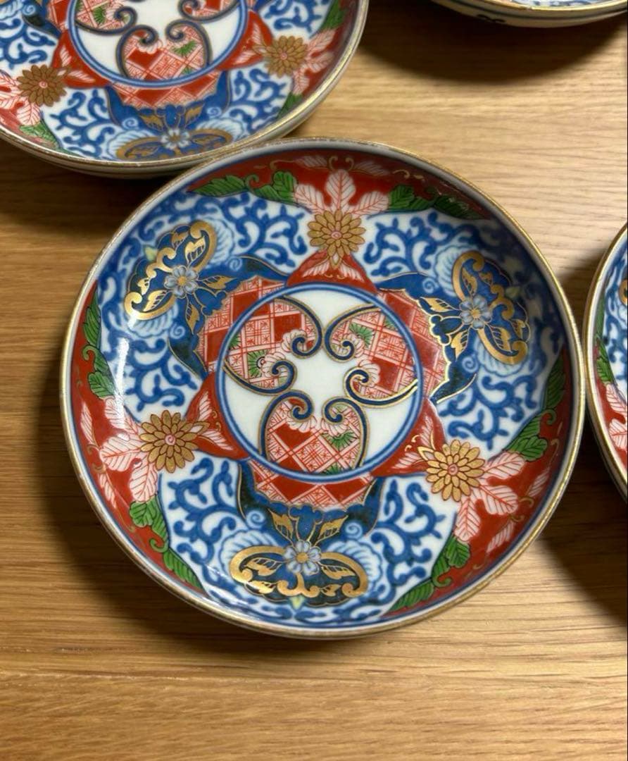 有田焼　其泉　染錦　古伊万里　見込地紋　銘々皿　5枚セット