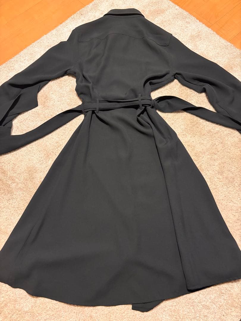 極美品 ラルフローレン シャツワンピース マキシ丈 ロールアップ ブラック 2
