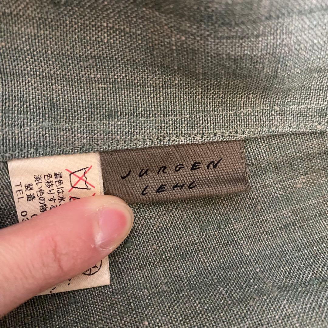 ヨーガンレール　長袖チュニック　グリーン　麻55% 絹45% 薄手　無地