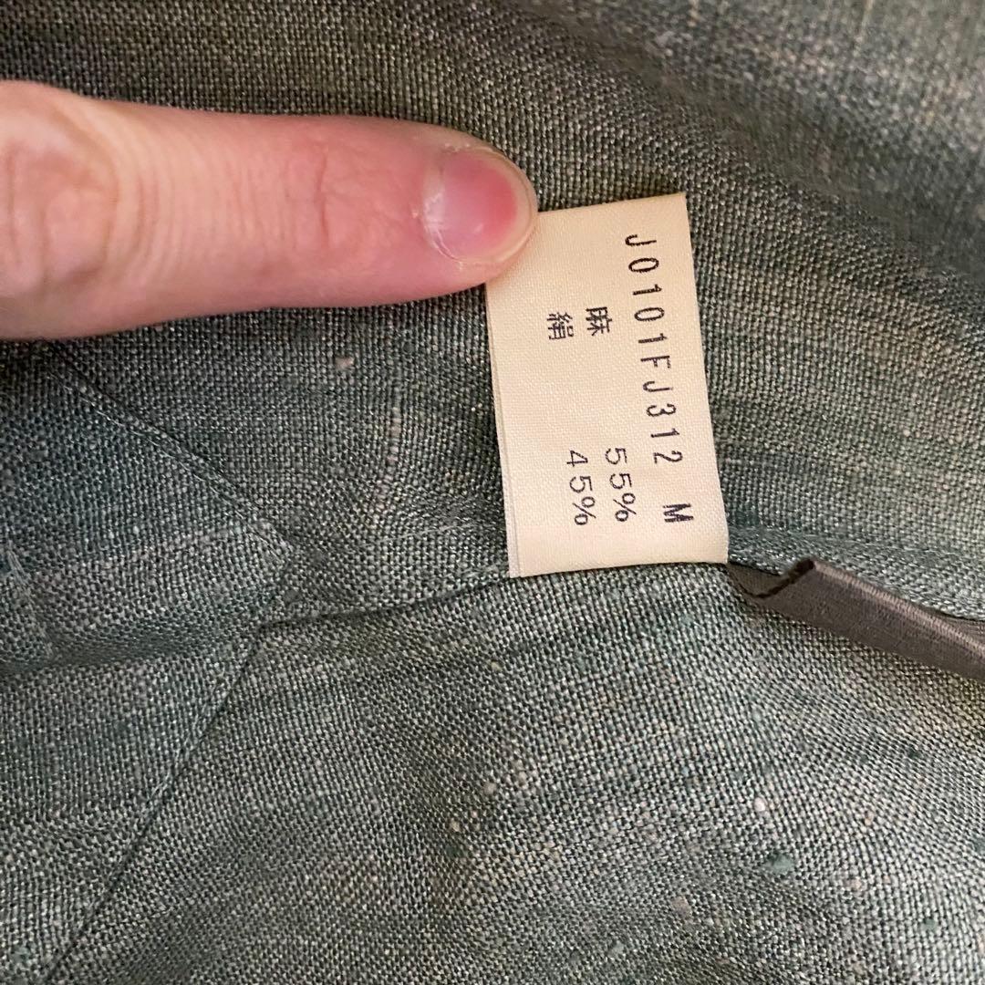 ヨーガンレール　長袖チュニック　グリーン　麻55% 絹45% 薄手　無地