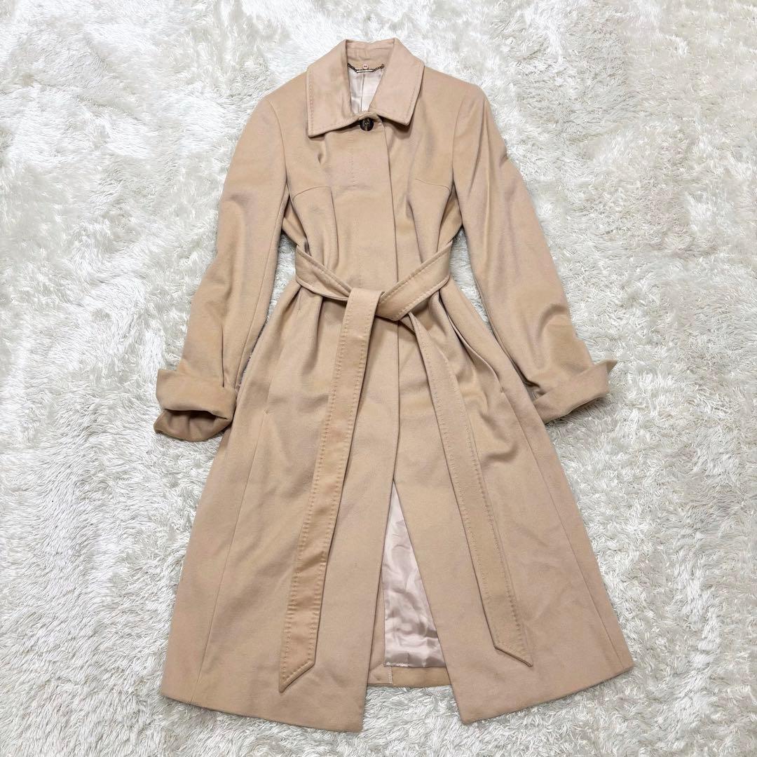 カシミヤ100% フォックスファー ロングコート ベルト付き Rue de B