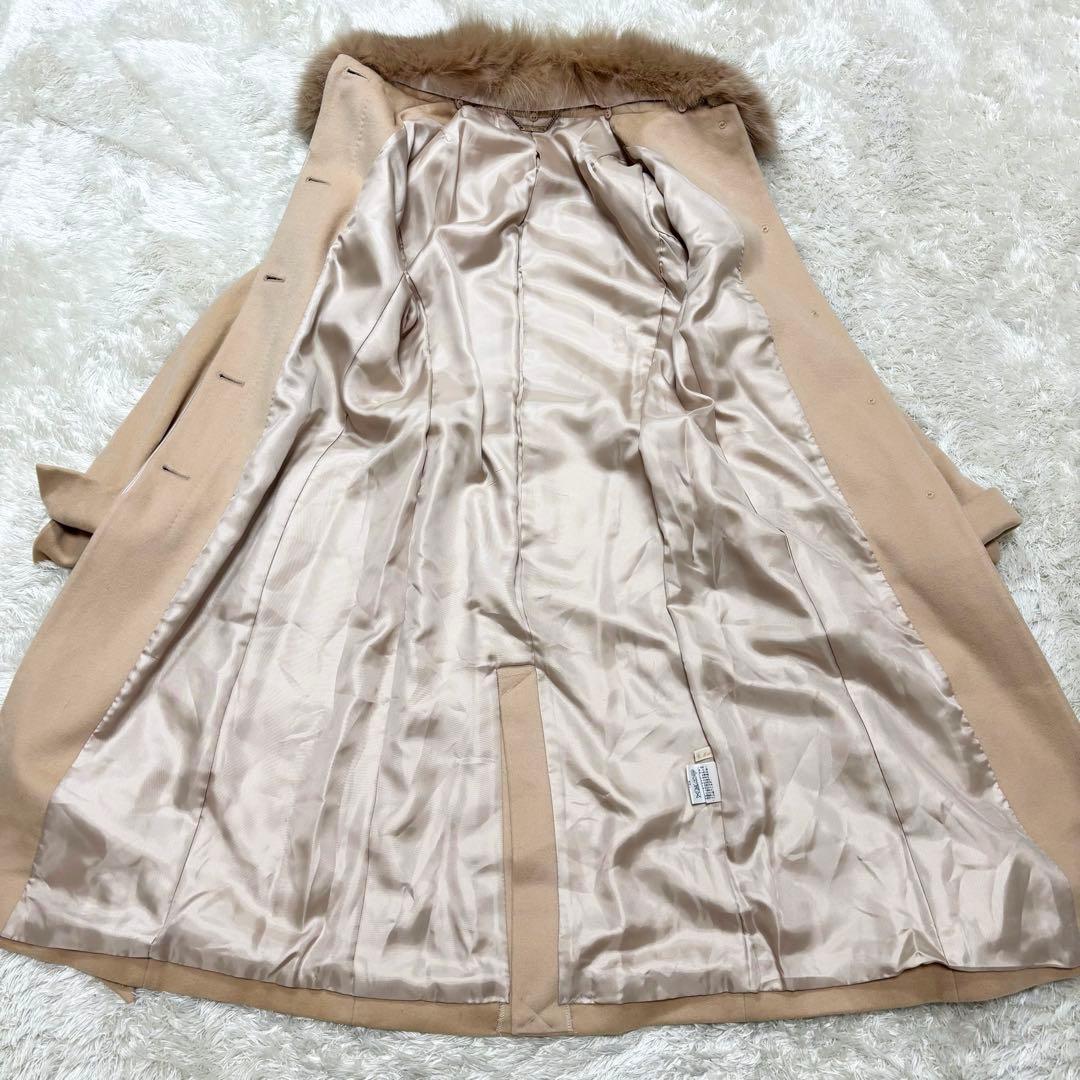 カシミヤ100% フォックスファー ロングコート ベルト付き Rue de B