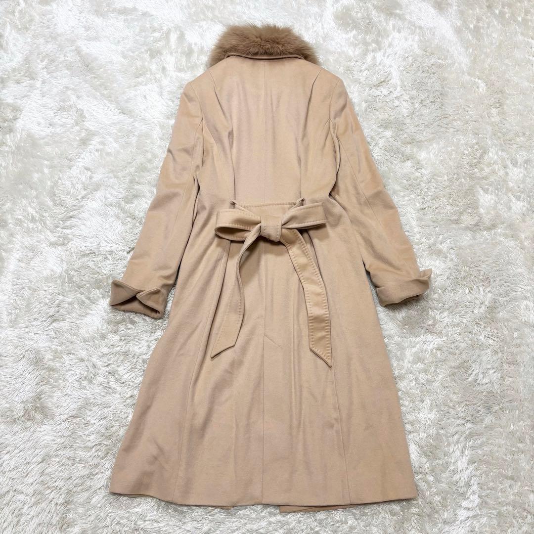 カシミヤ100% フォックスファー ロングコート ベルト付き Rue de B