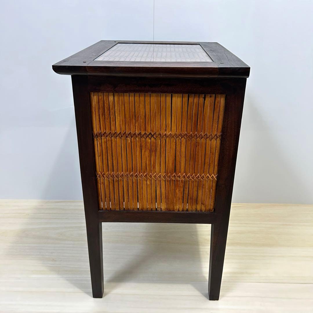 アジアン チェスト チーク無垢材 2段 木製 棚 バリ リゾート 南国風