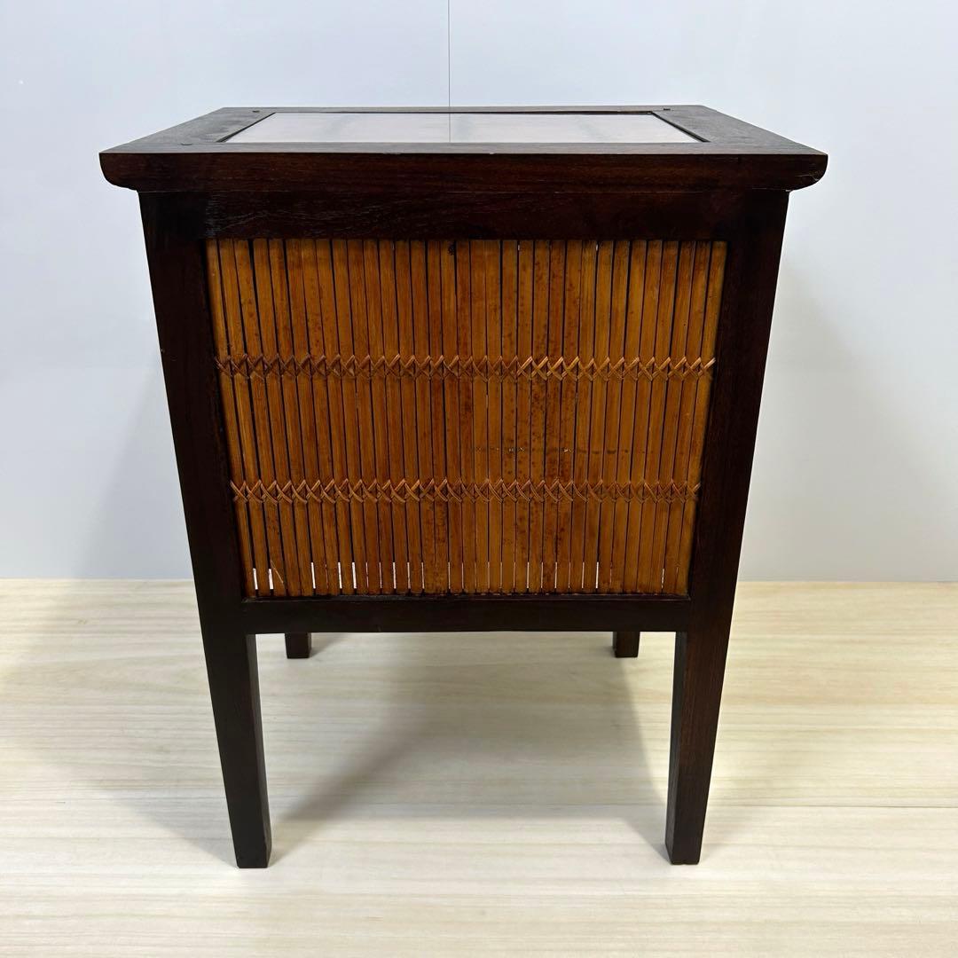 アジアン チェスト チーク無垢材 2段 木製 棚 バリ リゾート 南国風