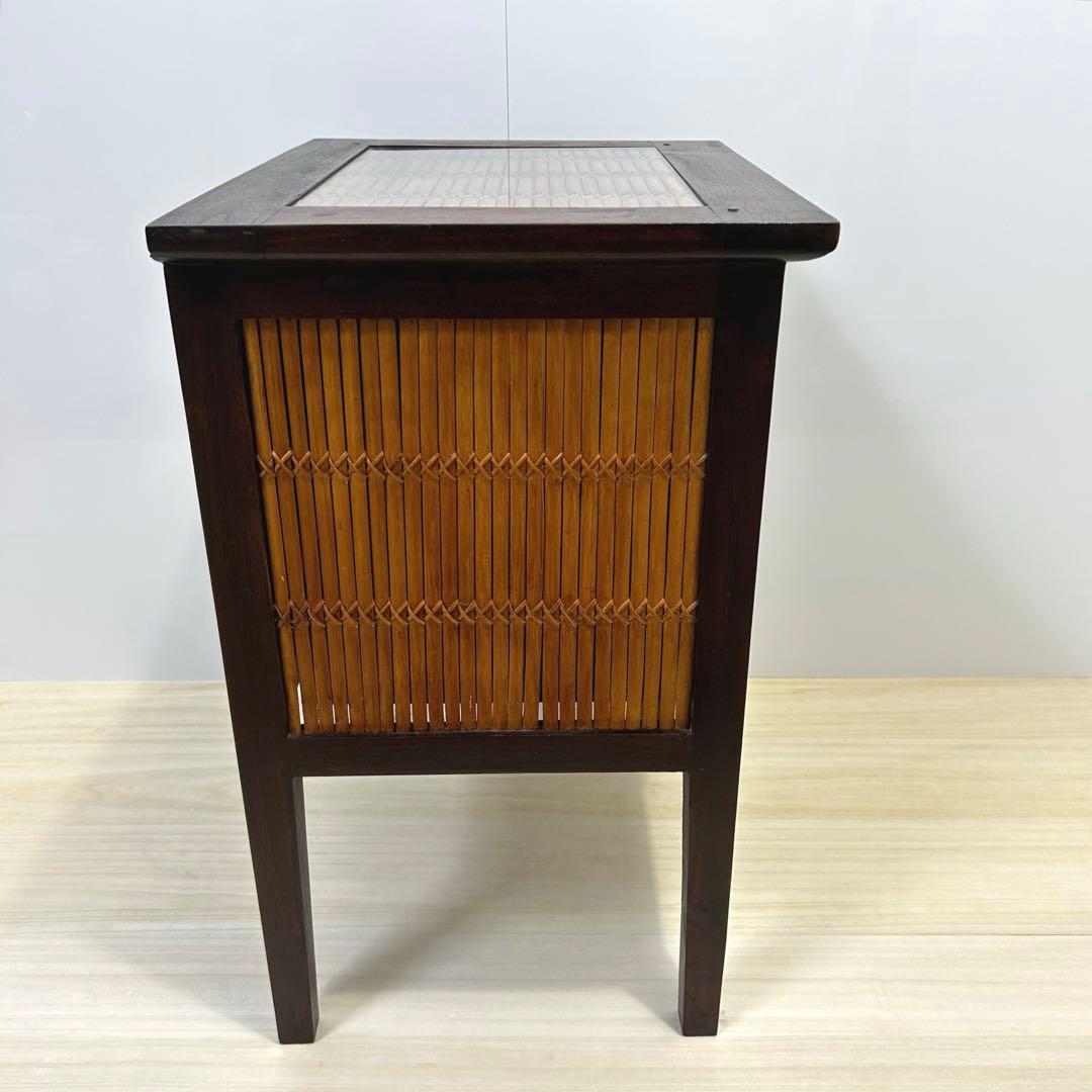 アジアン チェスト チーク無垢材 2段 木製 棚 バリ リゾート 南国風