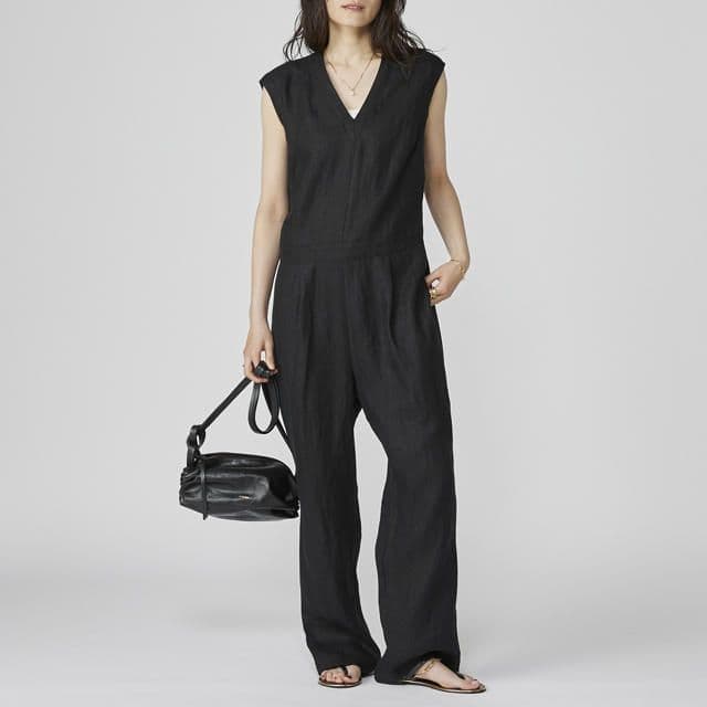 SINME シンメ Vネックオールインワン リネン