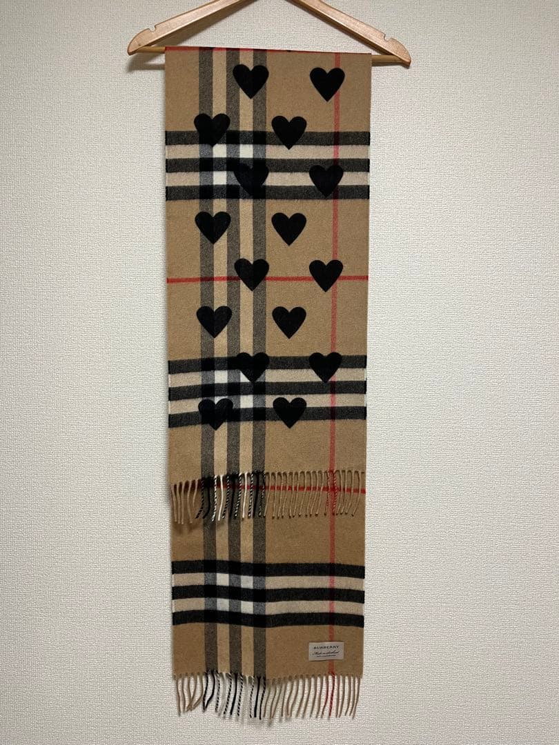 BURBERRY バーバリー マフラー カシミア100％　ハートブラック　美品