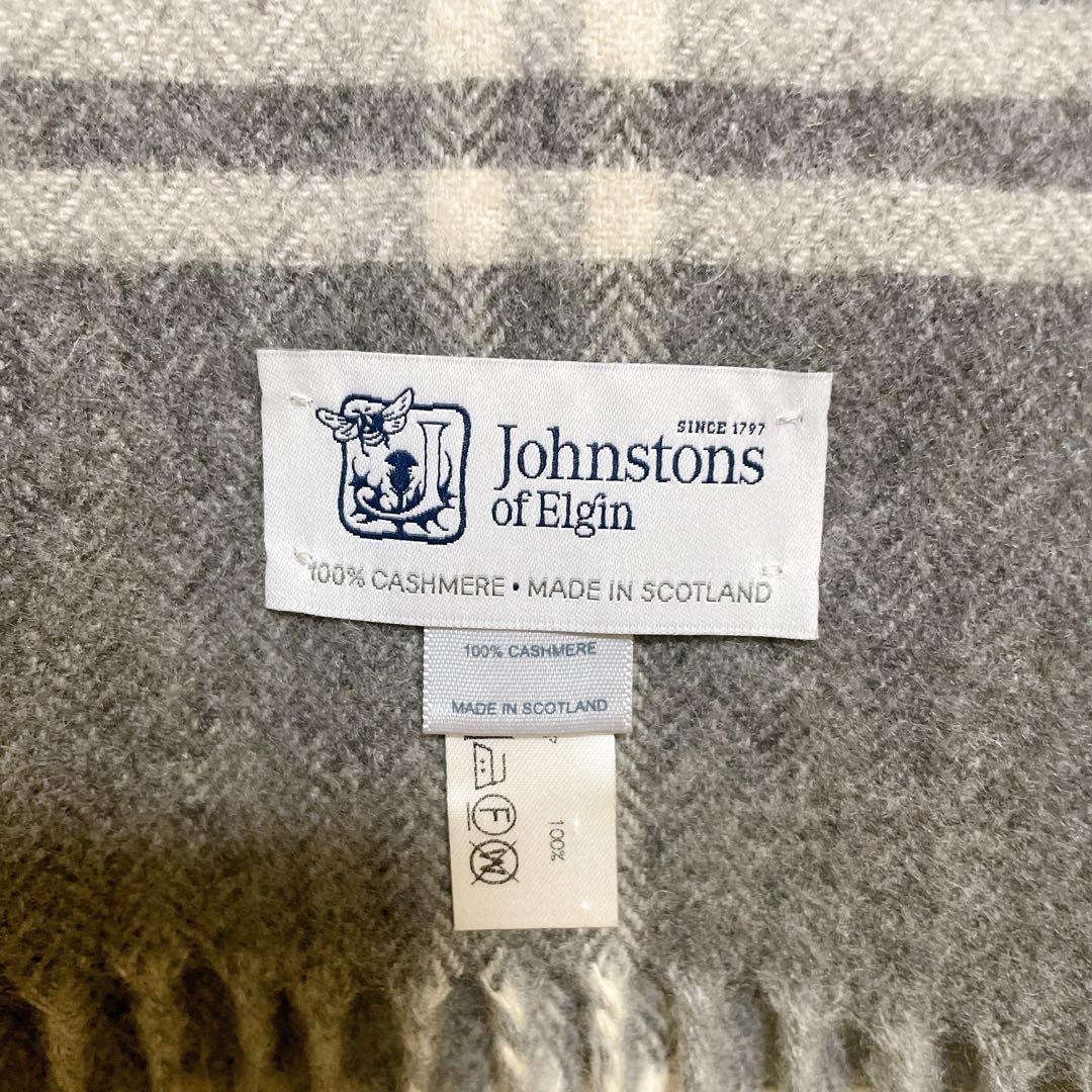 ジョンストンズ 大判 カシミヤ ストール マフラー グレー Johnstons