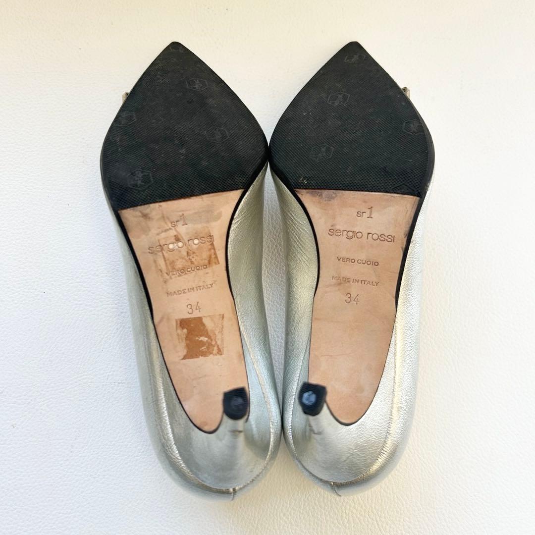 セルジオロッシ SR1 ヒール パンプス シルバー 34