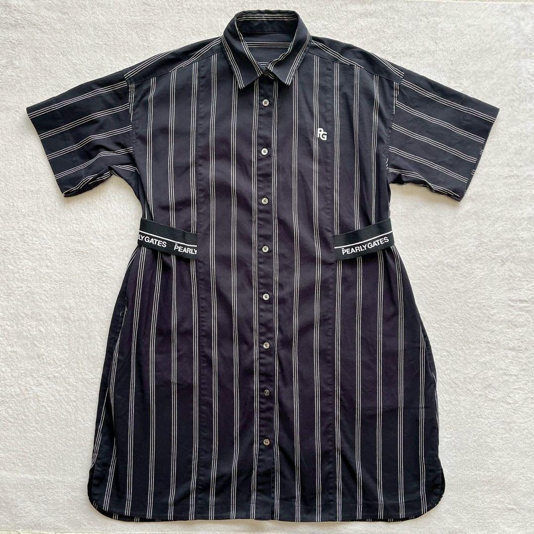 極美品　2025　パーリーゲイツ　オックス ストレッチ ストライプ 　ワンピース