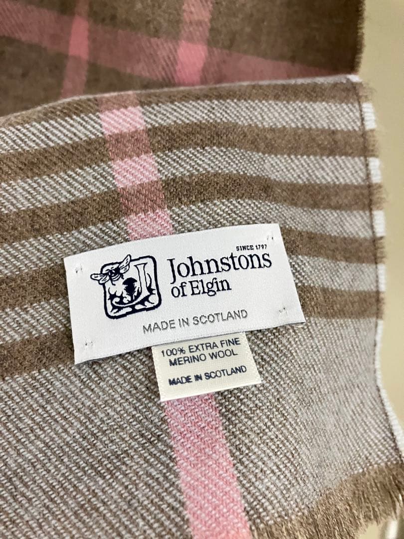■Johnstons of Elgin■ 良トーン配色チェック WOOLストール