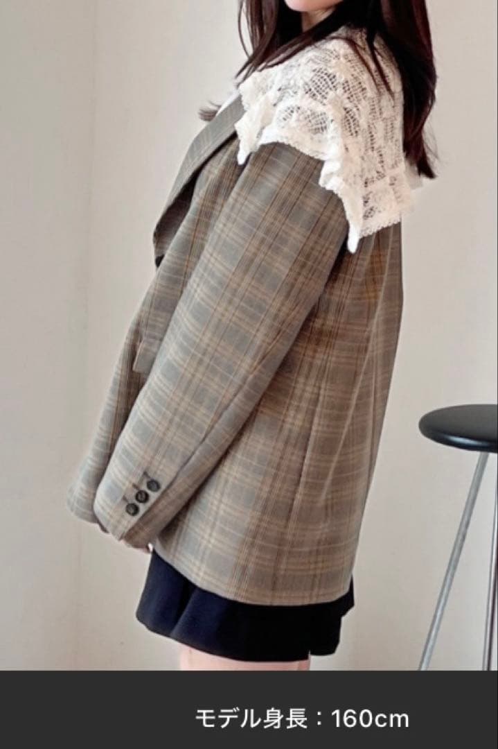 スナイデルsnidelレースカラーテーラードジャケットチェック