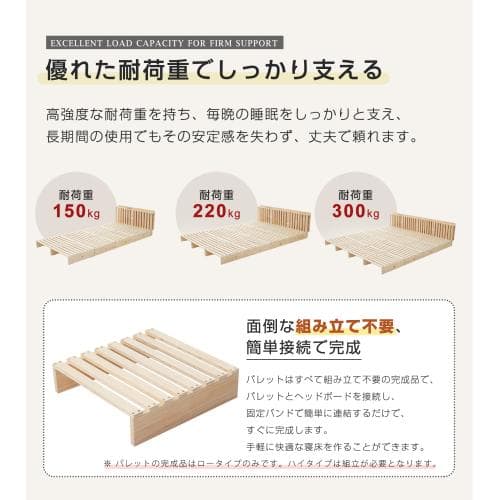 ハイタイプ】【パレットベッド×8枚】パレットベッド 天然木 すのこベッド ロー