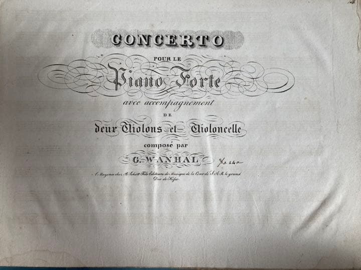 ヴァンハル：ピアノ協奏曲ハ長調Weinmann IIa：C5