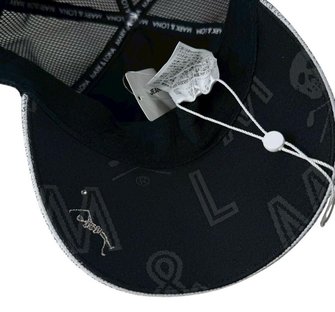 未使用品 マークアンドロナ ロゴ刺繍 メッシュキャップ ブラック/スカル