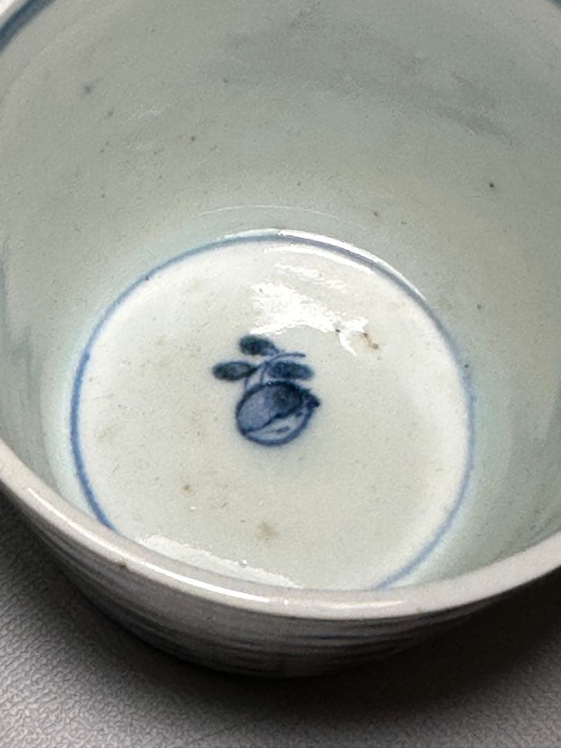 古伊万里　そば猪口　芙蓉手　染付　白磁　江戸時代後期