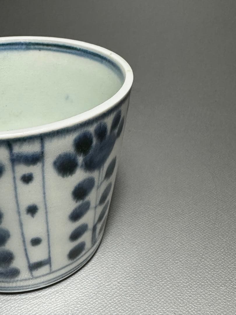 古伊万里　そば猪口　芙蓉手　染付　白磁　江戸時代後期