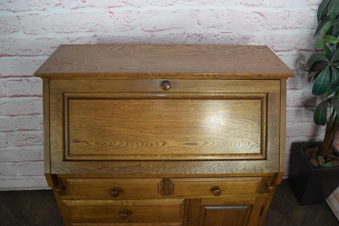 北海道旭川家具 和光 北海民芸 ライティングビューロー/デスク ナラ材