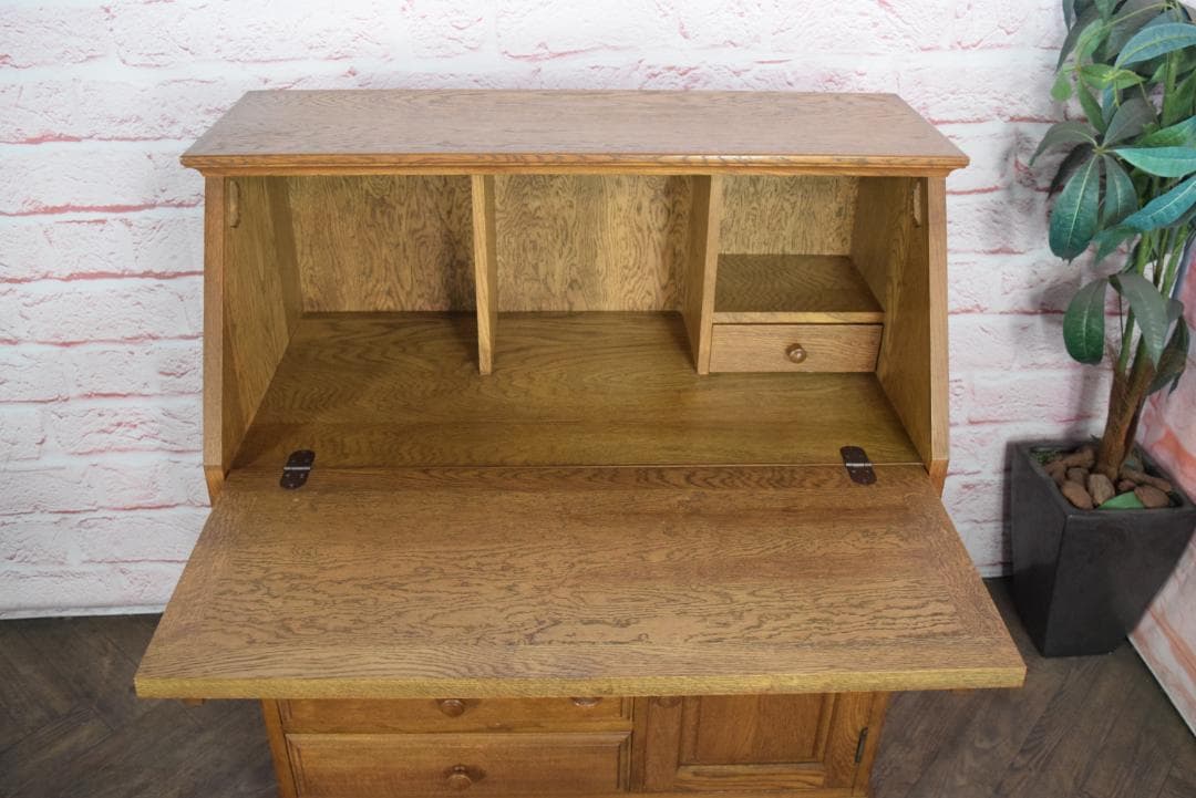 北海道旭川家具 和光 北海民芸 ライティングビューロー/デスク ナラ材