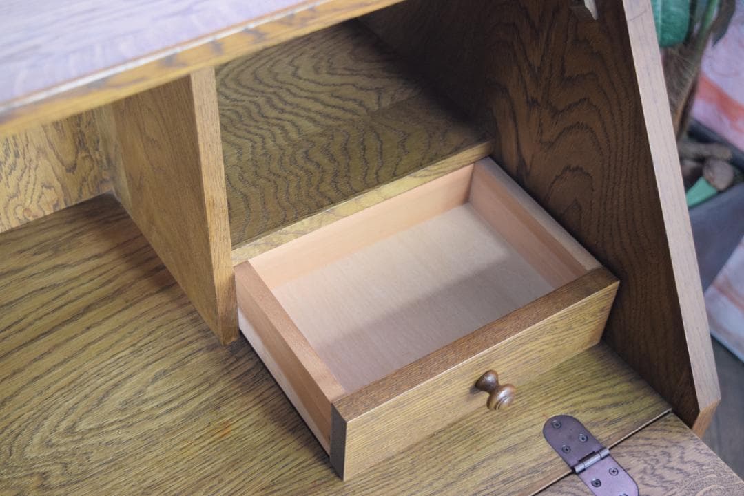 北海道旭川家具 和光 北海民芸 ライティングビューロー/デスク ナラ材