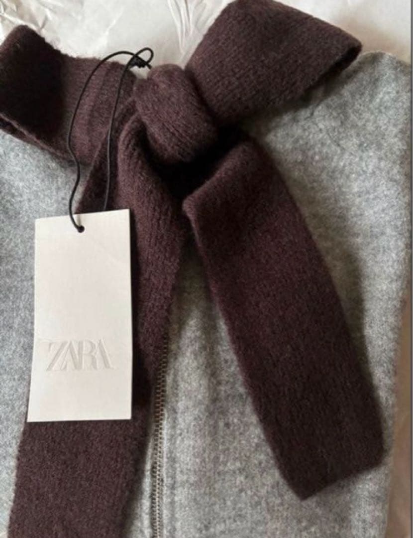 完売品⭐︎ZARA コントラストドローストリングフーディ S ミディアムグレー