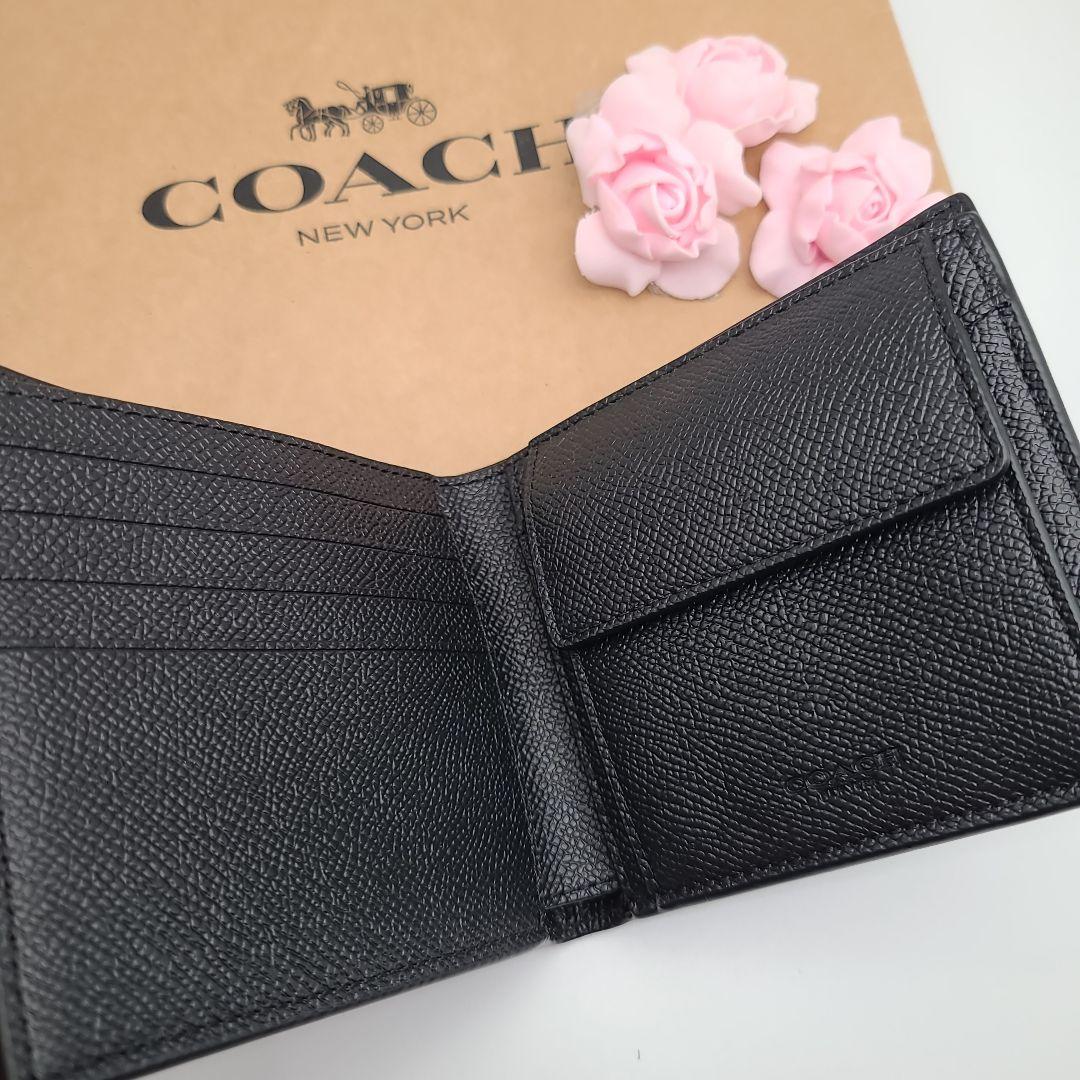 COACH　コーチ　折り財布　新品　ブラック