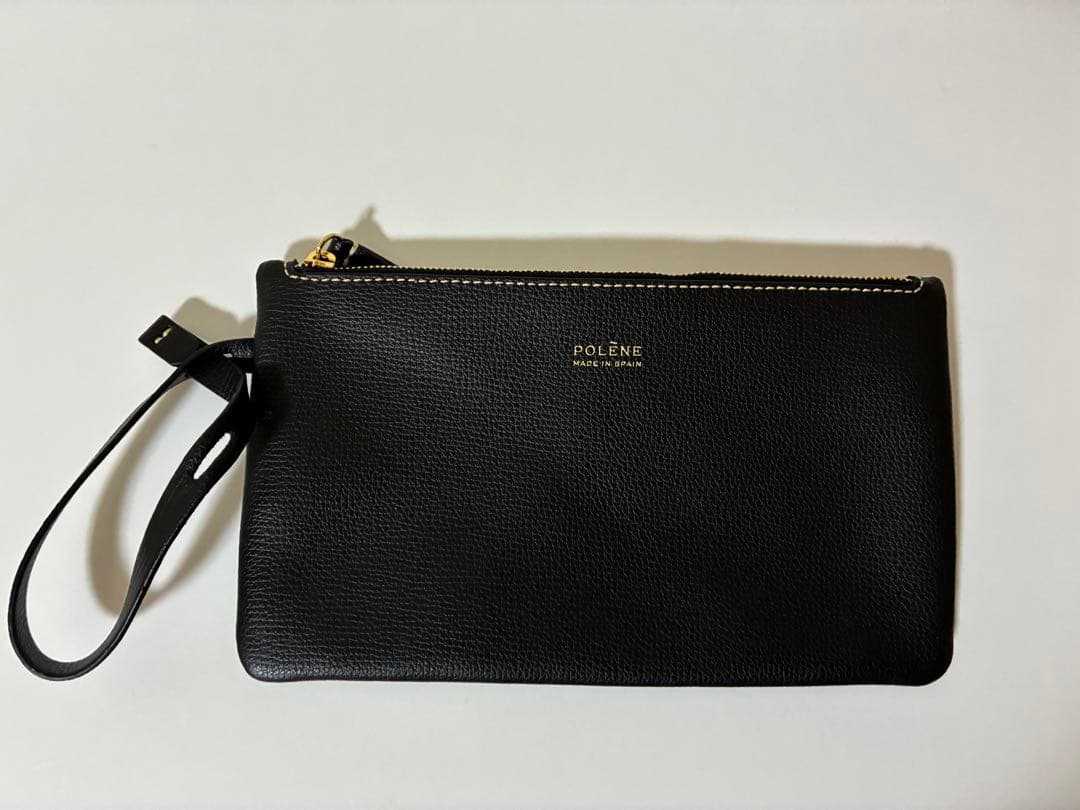 ポレーヌ Cyme Mini - ブラック テクスチャード エクリュ ステッチ