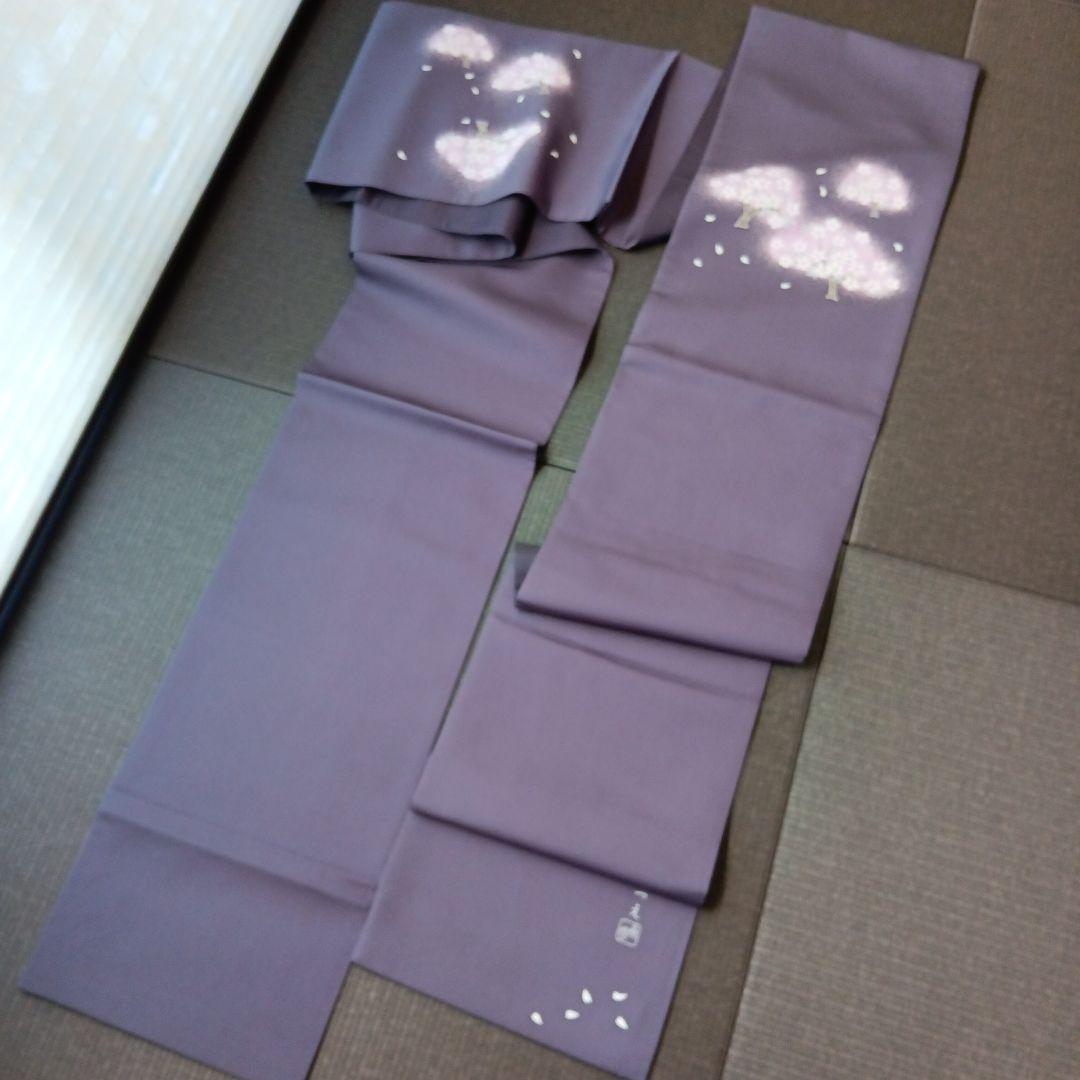 手描き友禅 工房さはこ　友禅作家　佐波古直明氏　九寸名古屋帯　夜桜