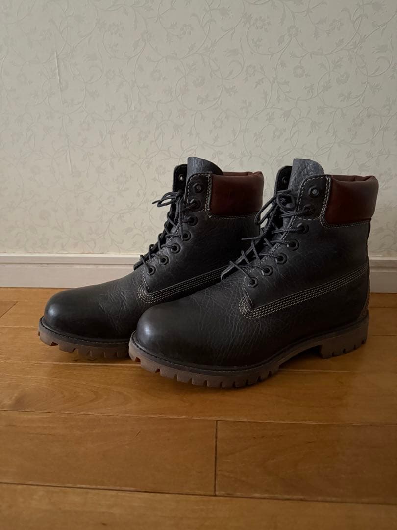 ティンバーランドメンズレザー 6インチ　プレミアムブーツ　ダークグレー＆ブラウン